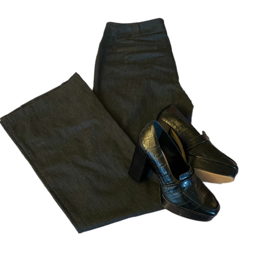 New York & Company dark gray cotton blend wide leg trousers size 10 Tall